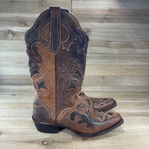 JB Dillon Genuine Goat Cowboy Boots Inlay Snip Toe JBW2213 Western Womens 5 B